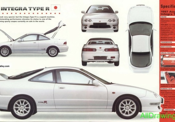 Acura Integra (1993) (Акура Интегра (1993)) - чертежи (рисунки) автомобиля
